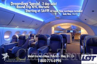Classic Travel - News - Classic Travel LOT Dreamliner Promotion!